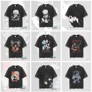 Jujutsu Kaisen咒术回战合集水洗五条悟做旧男女装印花T恤t-shirt