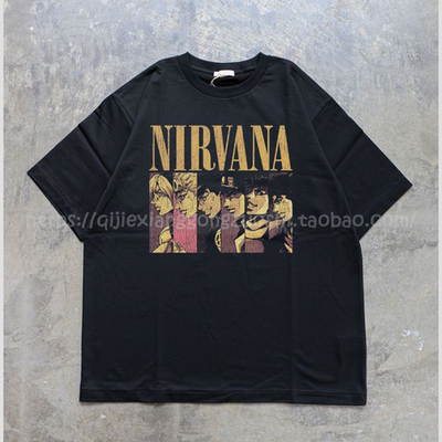 JOJO荒木飞吕彦印花复古T恤男