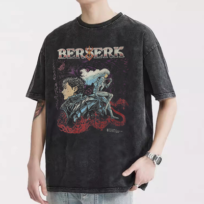 短袖水洗做旧青年剑风传奇