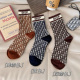 时尚 欧货字母袜子女纯棉中筒袜ins潮经典 老花百搭长筒袜秋冬外穿