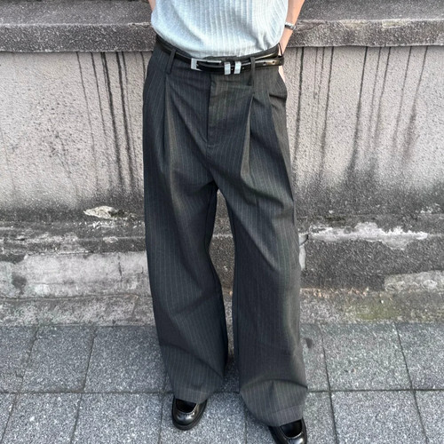 RIETI好莱坞条纹双褶西装长裤