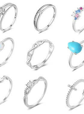 S925纯银戒指女原创设计欧美时尚个性镶钻指环饰品婚礼配饰 Rings