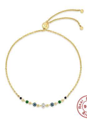 S925纯银圆形彩钻手链穿搭配饰跨境热销INS法式风镶钻气质手链女