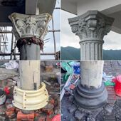 罗马柱柱脚底座柱头模具圆柱花头圆形柱帽顶水泥柱子装 饰造型模板