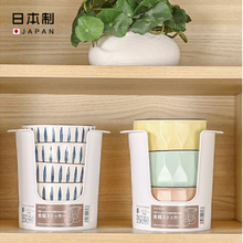 日本进口小碗收纳架厨房饭碗立式置物架橱柜沥水放碗架调料收纳盒