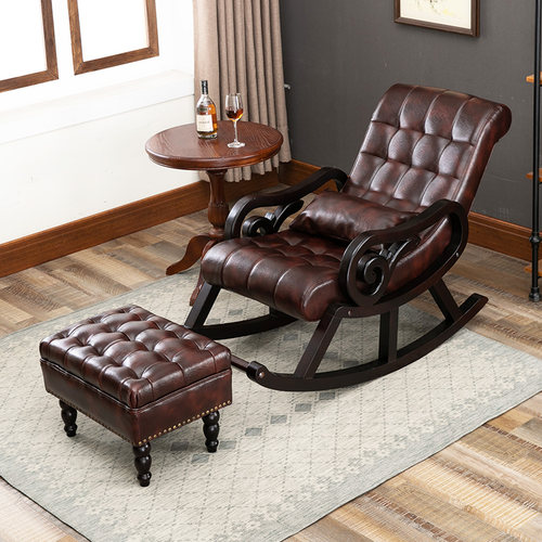 北欧风实木客厅阳台老人家用摇椅