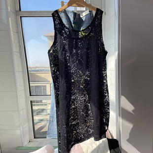 蕾丝打底衫 中长春性感黑色蕾丝上衣 女吊带裙外搭性感吊带背心罩衫