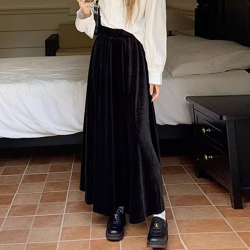 长裙大摆裙百搭A字裙金丝绒