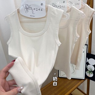 90823时尚简约大U领工字背心舒适亲肤不带胸垫羊绒宽肩保暖上衣女