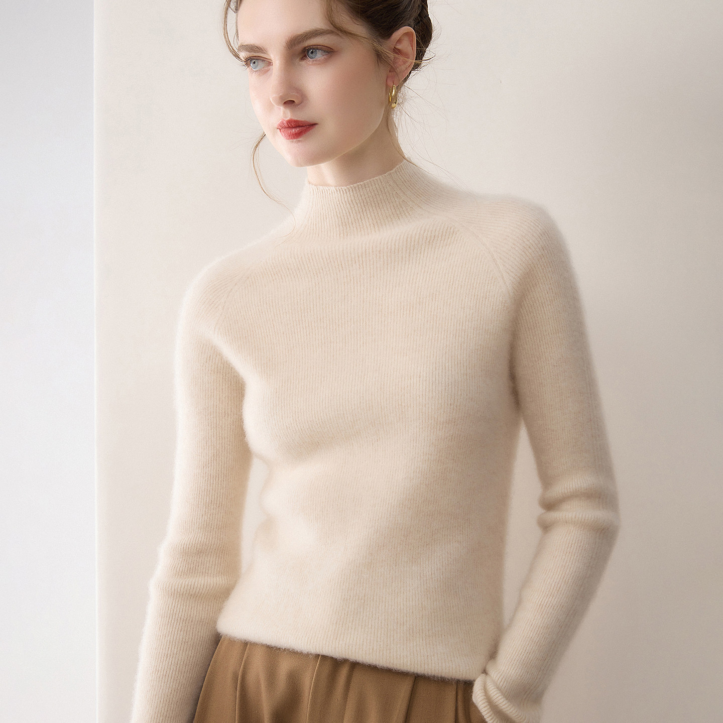 康赛妮~一线成衣插件半高领山羊绒衫女百搭毛衣修身显瘦打底上衣,女装/女士精品,羊绒衫,淘宝优惠券,粉丝福利购,淘宝优惠卷