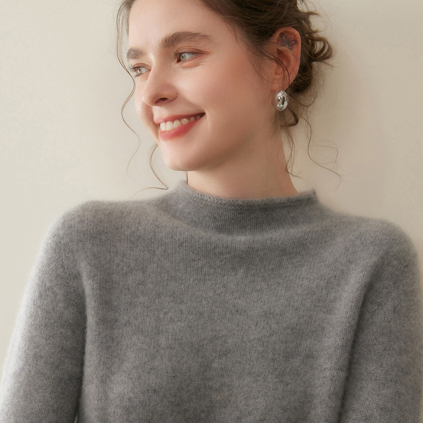 30%~含量一线山羊绒衫女半高领卷边纯色宽松针织打底衫毛衣上衣,女装/女士精品,羊绒衫,淘宝优惠券,粉丝福利购,淘宝优惠卷