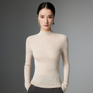 扬子纱120支超细精纺羊毛衫女半高领长袖内搭修身可机洗打底毛衣