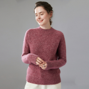 上衣内搭 女加厚宽松花纱针织打底毛衣长袖 2025新款 冬半高领羊绒衫