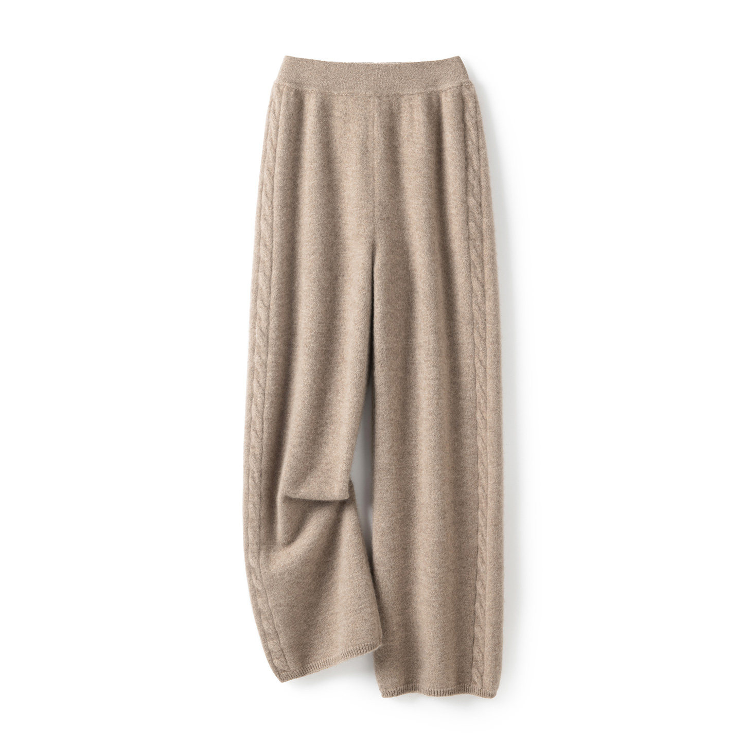 baby小山羊绒康家线LP同款高腰针织阔腿裤女麻花宽松百搭直筒长裤