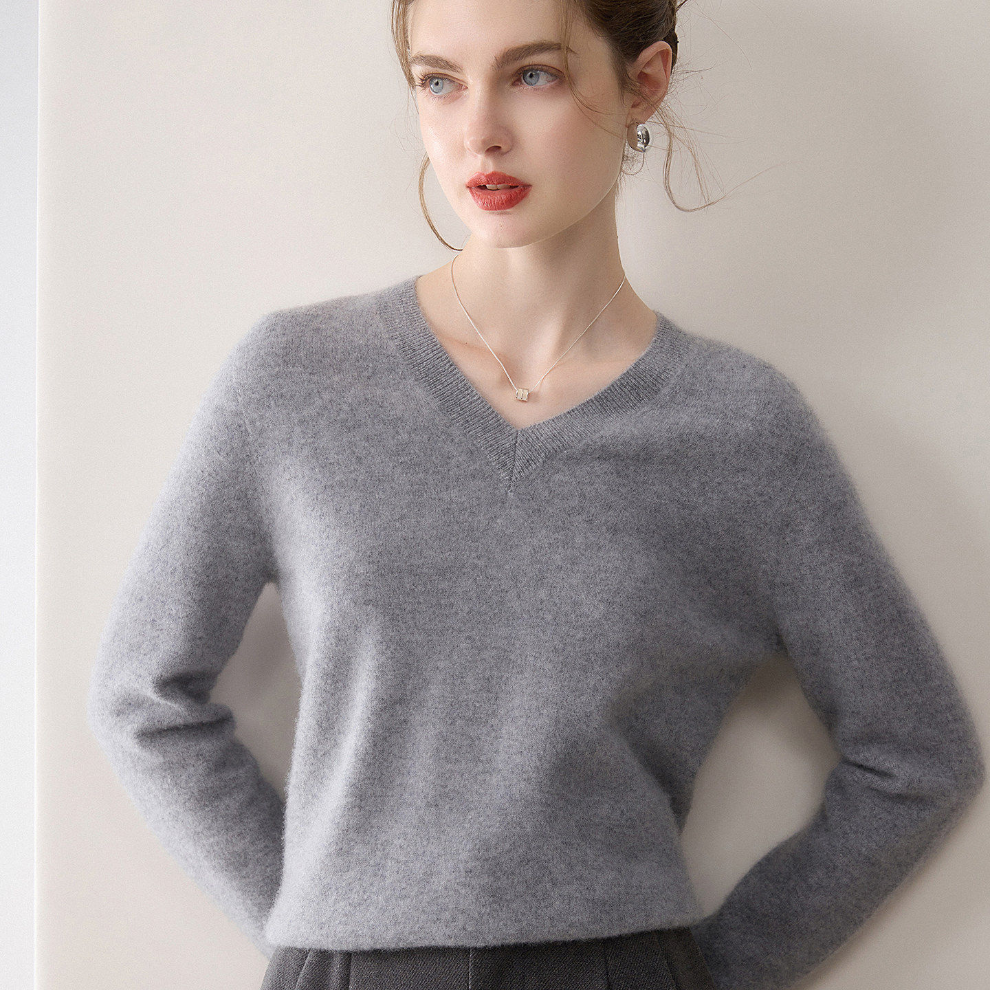 康赛妮~十二针一线秋冬V领山羊绒衫女宽松显瘦针织衫毛衣打底上衣,女装/女士精品,羊绒衫,淘宝优惠券,粉丝福利购,淘宝优惠卷