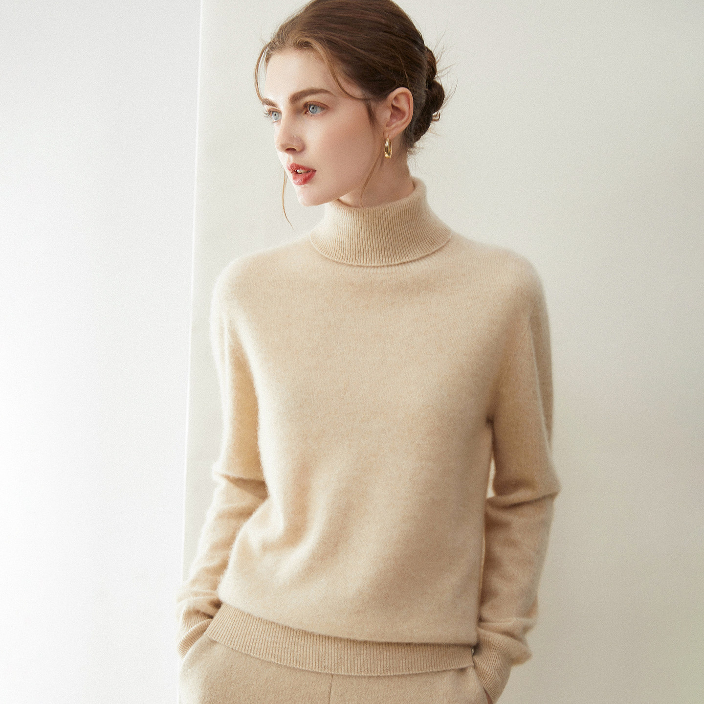 康赛妮~纯山羊绒衫女高领2025秋冬季新款针织打底衫毛衣内搭,女装/女士精品,羊绒衫,淘宝优惠券,粉丝福利购,淘宝优惠卷