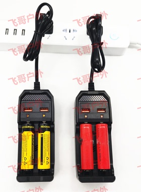 4.2V锂电池双槽双USBS带线防反充16340双充18650充电器