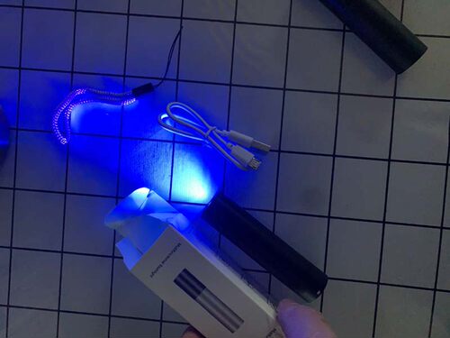 紫光365 395NM伸缩变焦USB充电棉花化纤检测荧光剂手电筒
