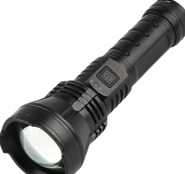 新款大功率LED手电伸缩调焦带充电宝输出 户外探照夜钓强光手电筒