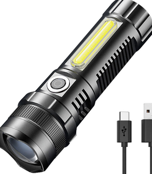 LED大功率P70强光手电筒 LED变焦充电 带侧灯 磁铁COB工作灯