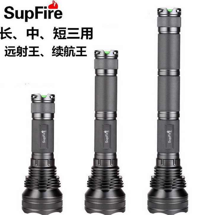 神火26650强光手电筒L3可充电远射家用防水超亮L2黄光LED探照灯