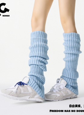 蓝色的你| Rougo70cm长筒堆堆针织袜套过膝袜子女秋冬护膝腿套y2k