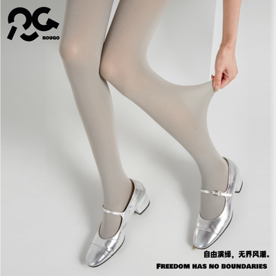 Rougo灰色丝袜80D天鹅绒连裤袜女春秋款黑色打底裤袜防勾丝不掉裆
