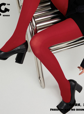 暗红色天鹅绒连裤袜女春秋款红丝袜本命年性感时尚辣妹圣诞打底袜