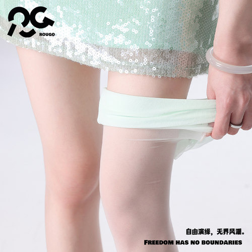 Rougo罗口薄荷绿0D女士超薄款防勾丝连裤夏季清纯2025新款爆款