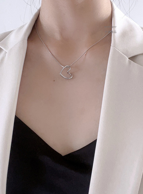 镂空简约爱心钛钢蛇骨链女不掉色