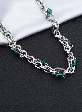 钛钢古巴圆珠男女锁骨链项链