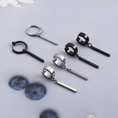 简约钛钢男女不掉色一字耳环耳夹