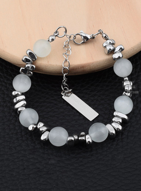 情侣钛钢猫眼石轻奢精致手链手环