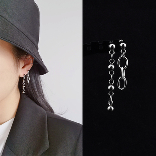 个性简约不对称耳钉潮酷女生耳扣中性风叠戴耳链无耳洞耳夹吊坠男