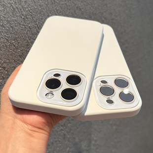 古董白适用iPhone16Promax手机壳液态硅胶15Pro防摔全包简约纯色苹果14保护套