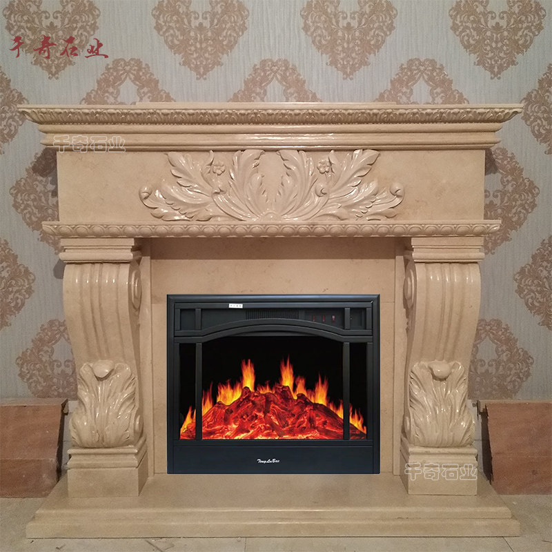 大理石壁炉架欧式石雕美式简约壁炉电视背景墙装饰柜摆件石材壁炉