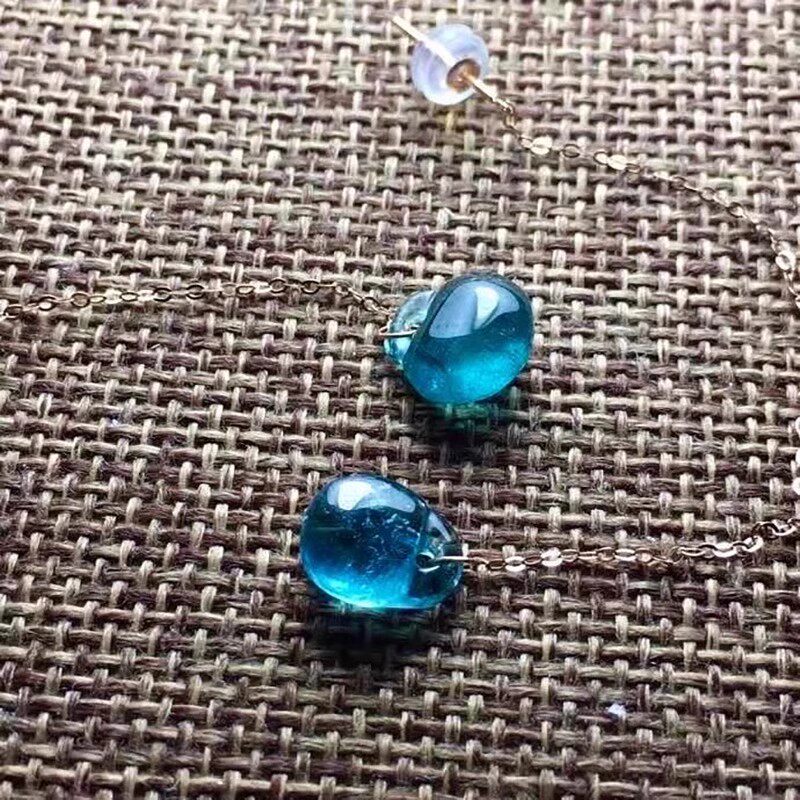 碧玺耳线耳坠老矿优质天然水晶冰种碧玺18K金耳线耳饰925银耳线