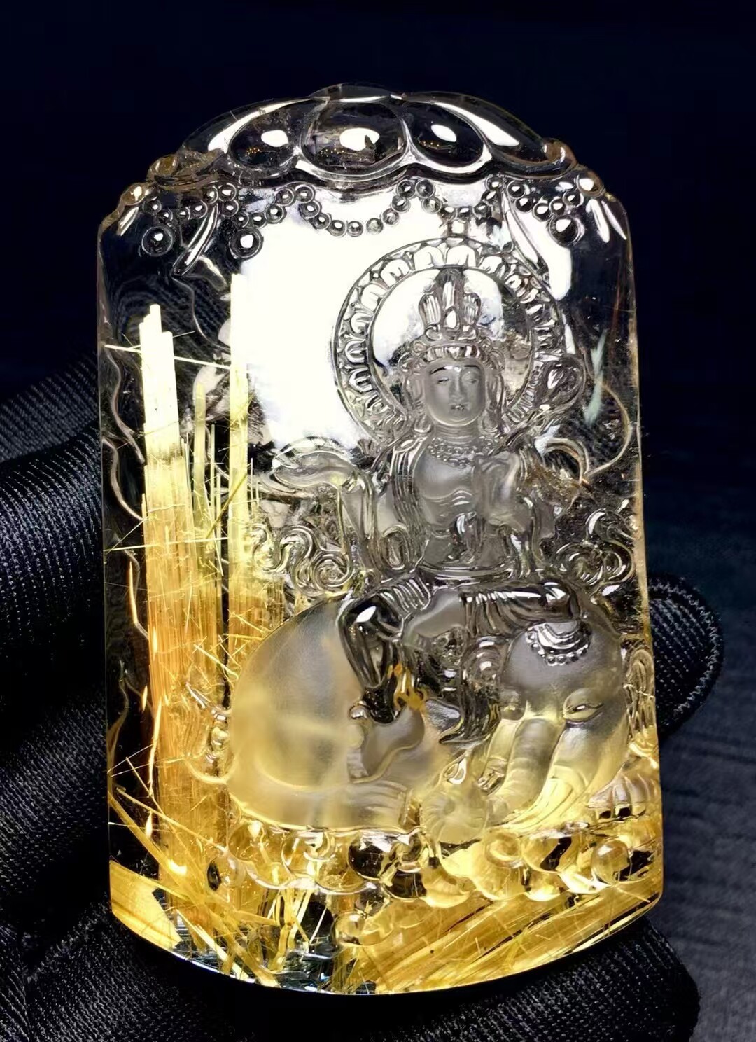 普贤菩萨吊坠老矿天然水晶饰品阿弥陀佛本命佛不动明王挂件坠男女