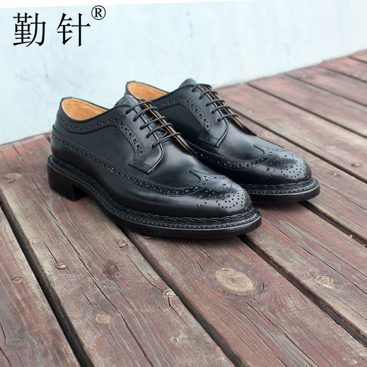 勤针春秋款男鞋挪威缝低帮牛皮真皮鞋手工绅士商务德比鞋休闲皮鞋