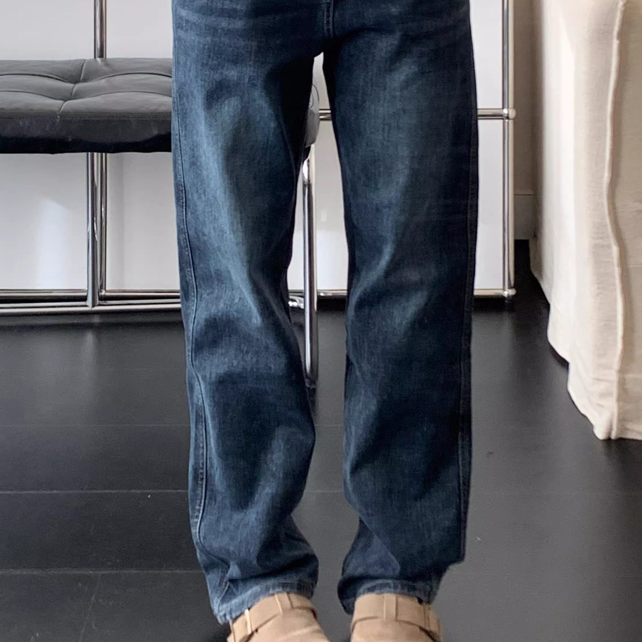 窄版阔腿牛仔裤男女款2026年春季高街潮流直筒弹力百搭休闲长裤子