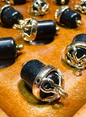 8×10mm新中式国风金属黑色桶珠纽扣旗袍汉服马甲古装辅料扣子