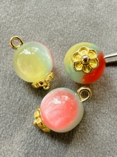 10mm新中式国风红蓝黄色渐变猫眼圆珠扣子旗袍汉服香云纱宋锦纽扣