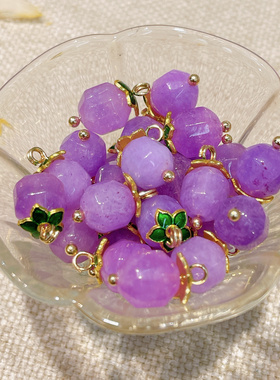 国风扣子辅料新中式女装10mm紫色天然石切面珠纽扣