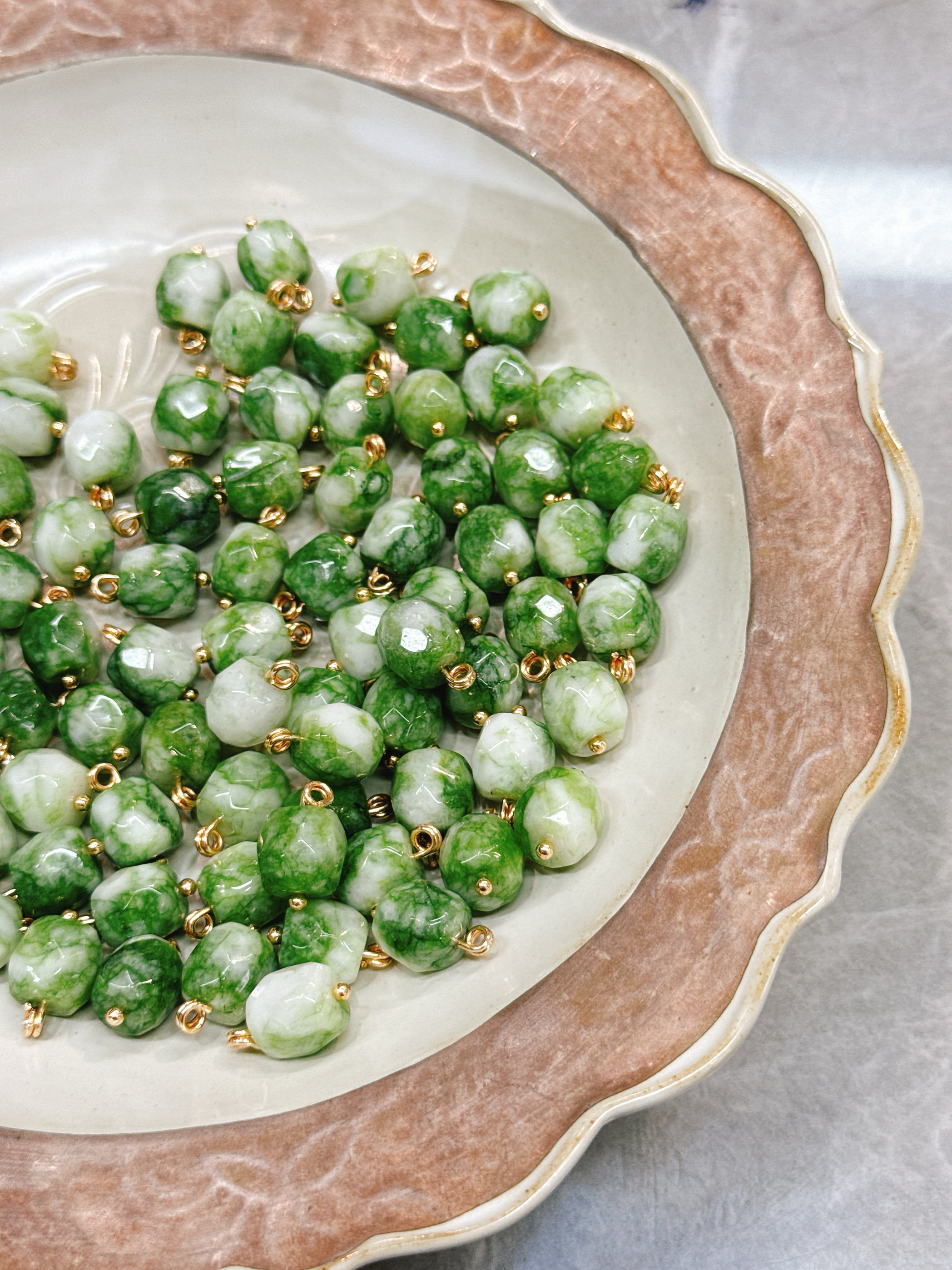 XITI切面天然石绿白桶珠纽扣新中式国风纽扣旗袍辅料香云纱真丝,居家布艺,纽扣,淘宝优惠券,粉丝福利购,淘宝优惠卷