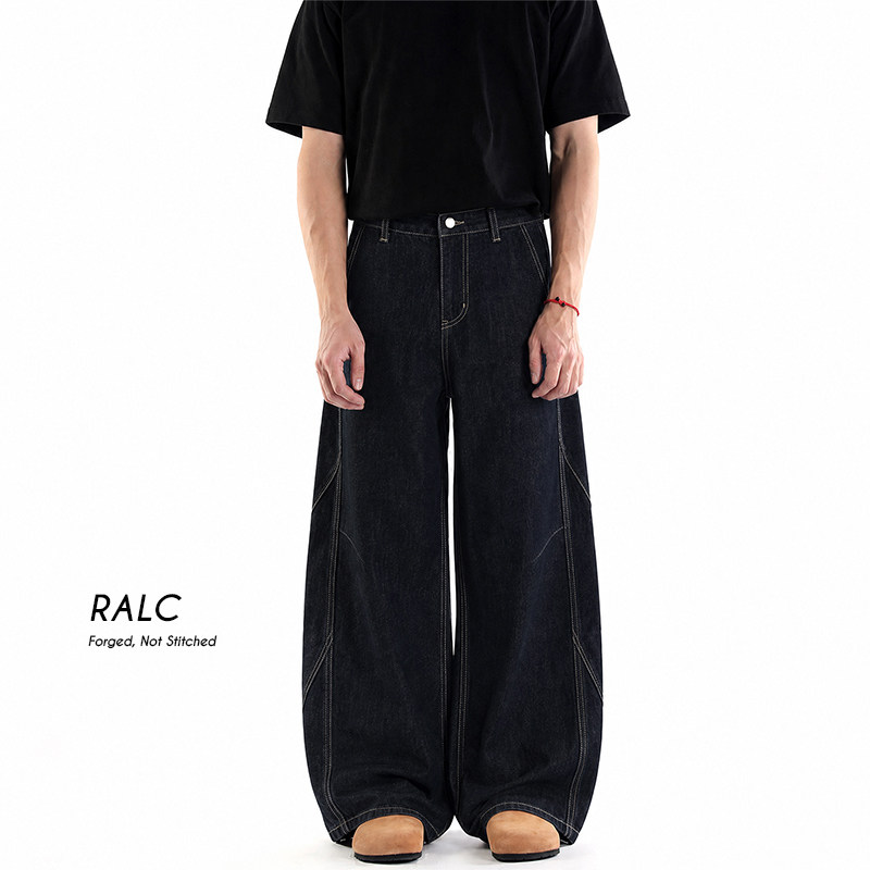 RALC美式复古高级感阔腿牛仔裤图片