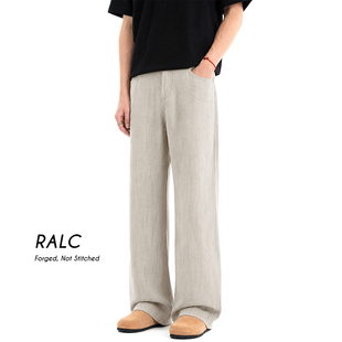 RALC夏季薄款莱赛尔直筒阔腿亚麻休闲裤男女通款舒适宽松垂感长裤