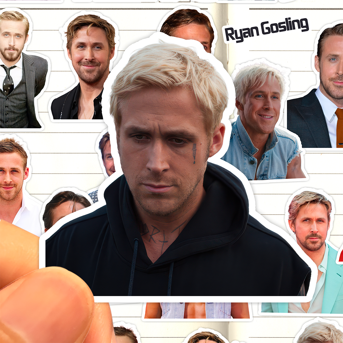瑞恩高斯林贴纸高清防水加拿大男演员Ryan Gosling高司令收藏贴画