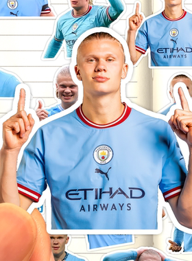 埃尔林哈兰德贴纸高清防水曼彻足球运动员Erling Haaland魔人贴画