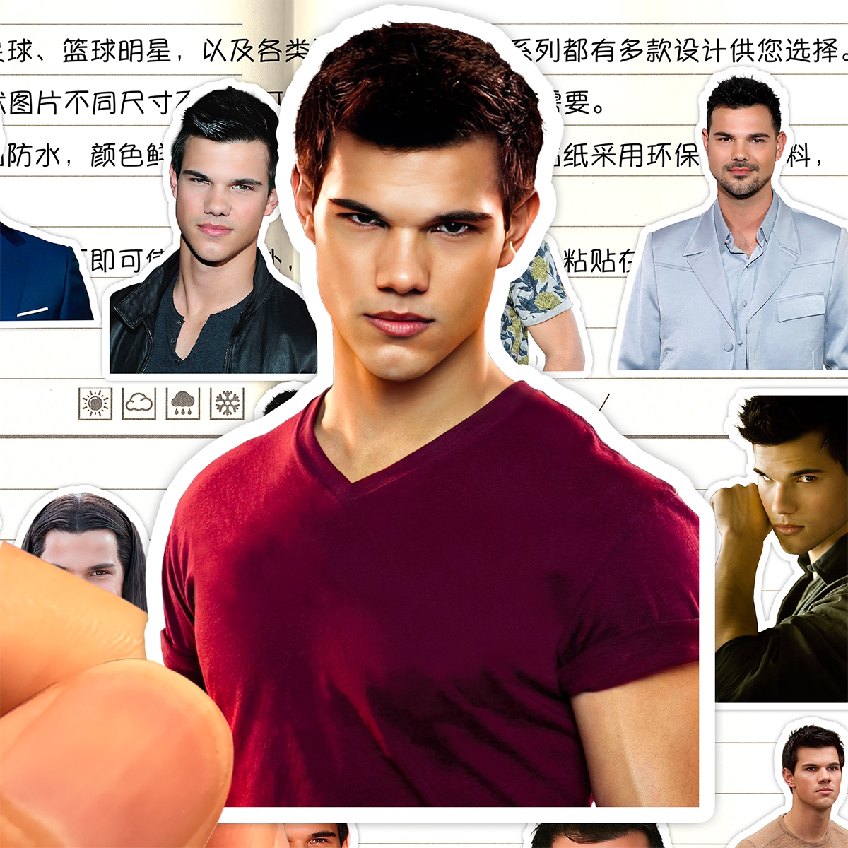 泰勒洛特纳贴纸高清防水暮光之城男演员狼人taylor lautner装饰画