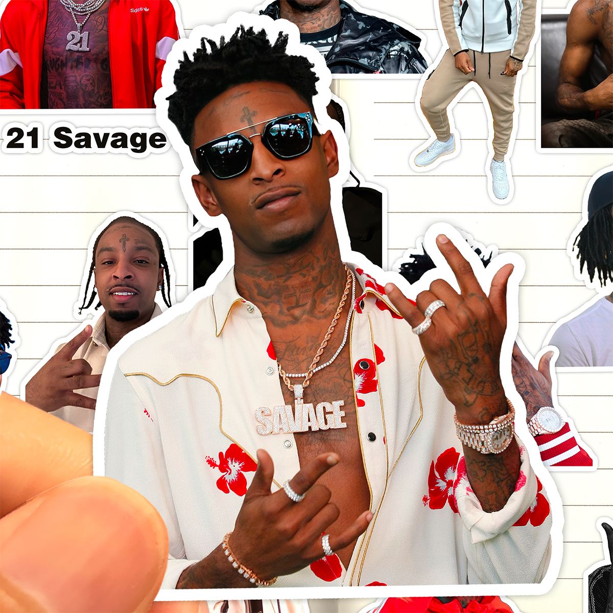 21 Savage贴纸高清防水格莱美说唱歌手萨维奇装饰贴画贴手机平板